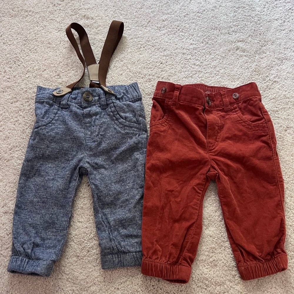 Cat and Jack Pants Bundle with Suspenders, Size 3-6 months